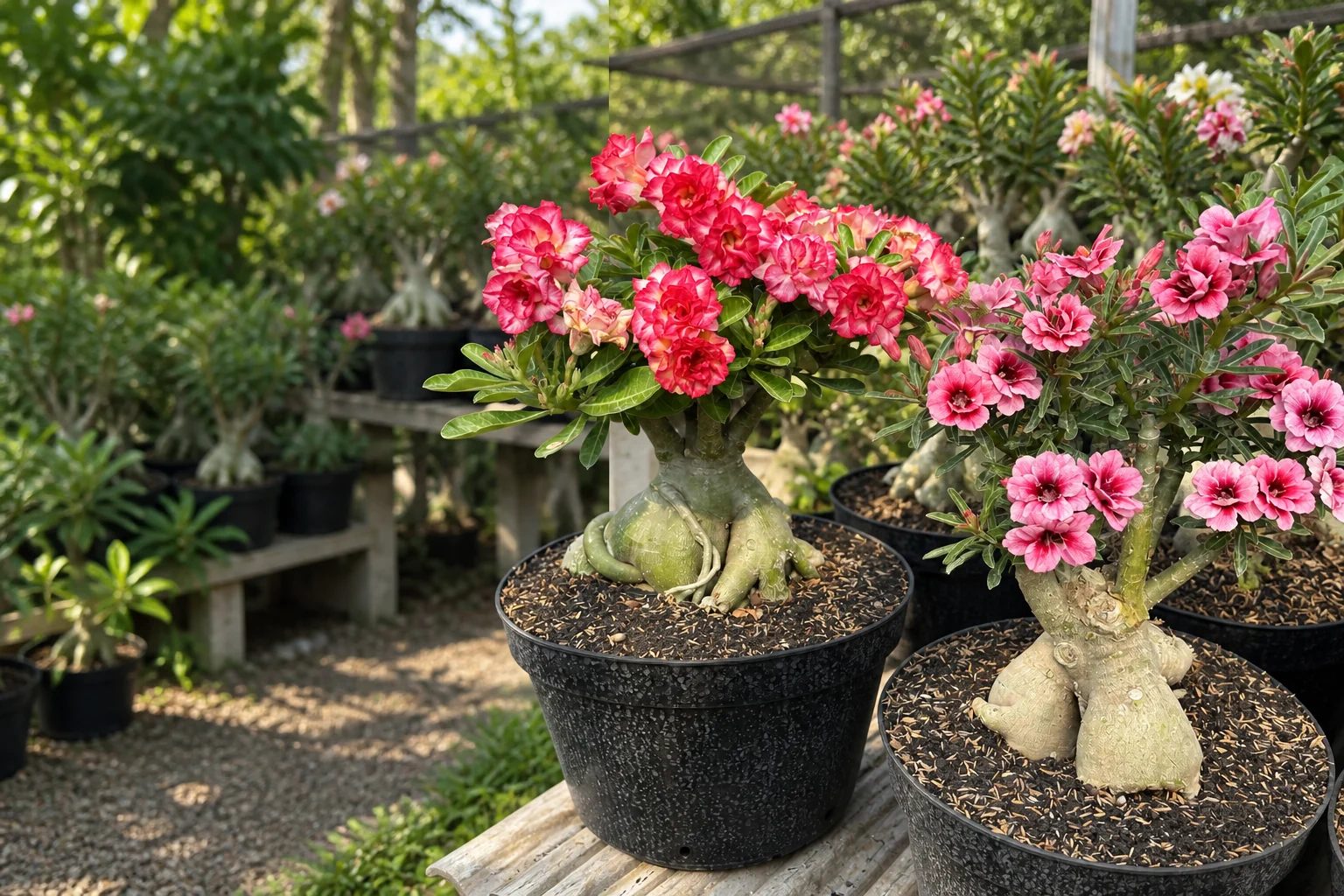 Adenium berbunga tumbuh di kebun Antagloma Florist